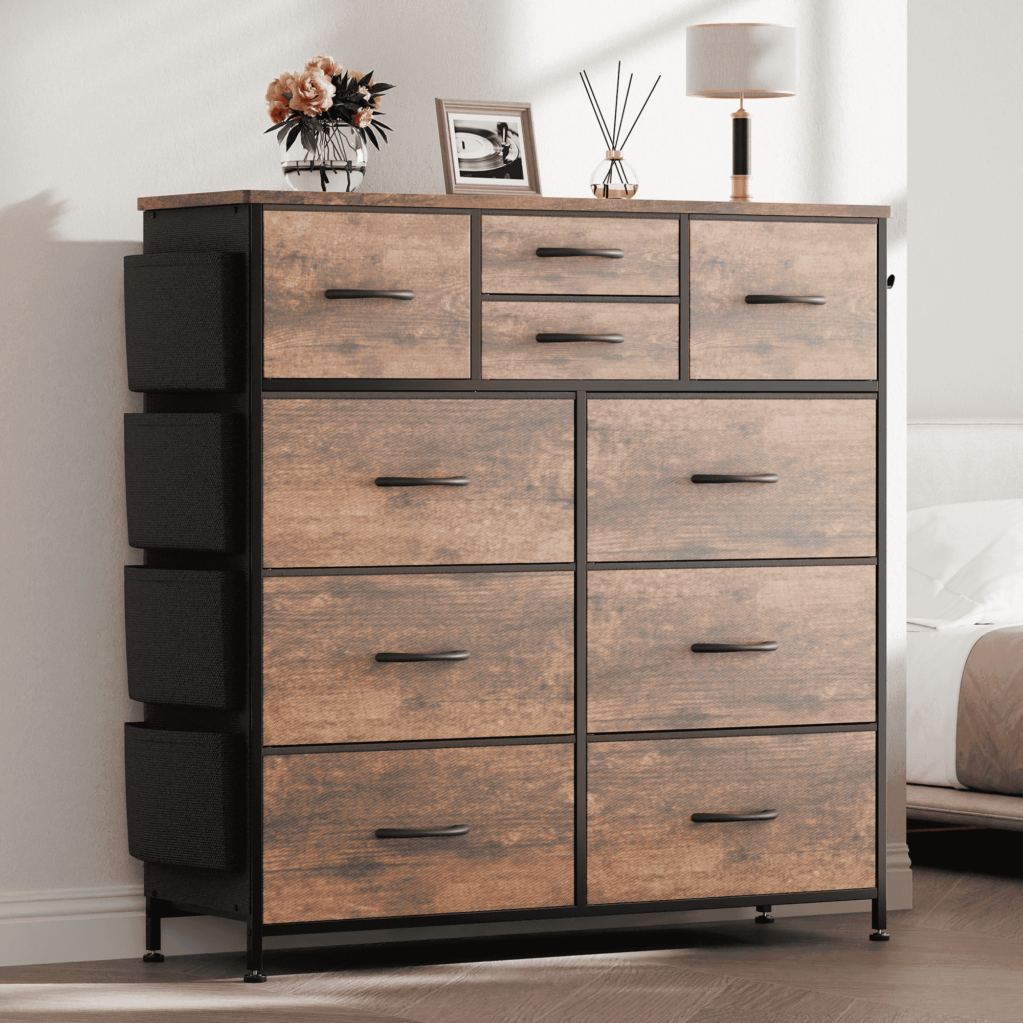 Aowos 10 Drawer Dresser, Chest of Drawers Dressers for Bedroom with 4