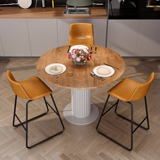 GIKPAL Bar Stools 26" Faux Leather Counter Height Barstools with Back Set of 4, Modern Counter Stools with Metal Legs and Footrest, Armless Chairs with Back for Kitchen Living Room Pub, Whiskey