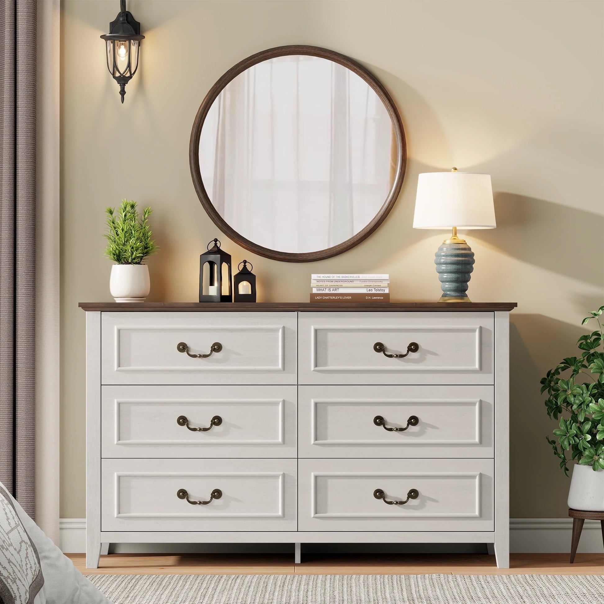 GIKPAL White Dresser for Bedroom, 6 Drawers Wood Dresser with Antique – 我的商店 GIKPAL White Dresser for Bedroom, 6 Drawers Wood Dresser with Antique – 我的商店