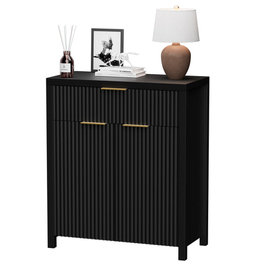 GIKPAL Buffet Cabinet with Storage Drawer, 28.3" Black Sideboard Storage Cabinet with Door and Adjustable Shelf for Kitchen & Dining Room