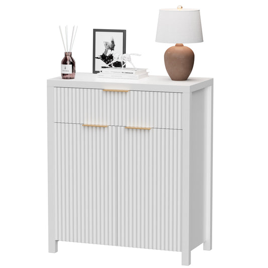 GIKPAL Coffee Bar Cabinet with Storage Drawer, 28.3" White Buffet Accent Cabinet with Adjustable Shelf and Doors, Storage Sideboard Cabinet for Kitchen & Dining Room
