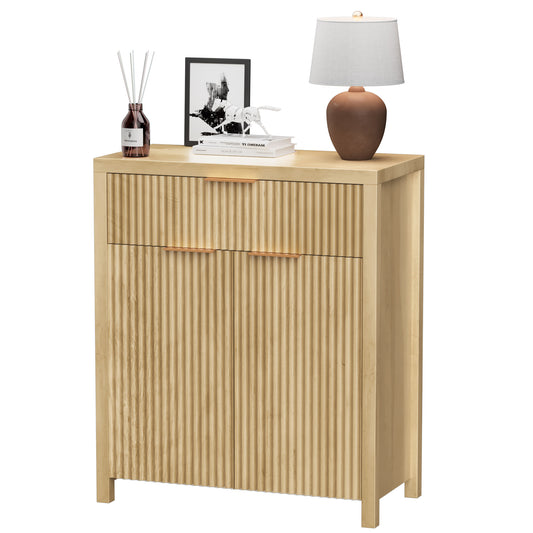 GIKPAL Buffet Cabinet with Storage Drawer, 28.3" Sideboard Storage Cabinet with Door and Adjustable Shelf for Kitchen & Dining Room, Natural Oak
